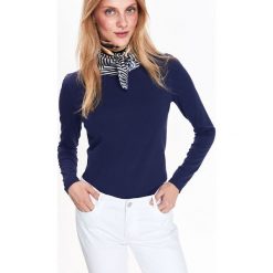 T-SHIRT DŁUGI RĘKAW DAMSKI GŁADKI. Niebieskie t-shirty damskie TOP SECRET, bez wzorów, z bawełny, bez kołnierzyka. W wyprzedaży za 19.99 zł.