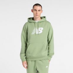 Bluza męska New Balance MT43904AAR – zielona. Zielone bluzy męskie New Balance, m, z aplikacjami, z bawełny, z kapturem. Za 259.99 zł.