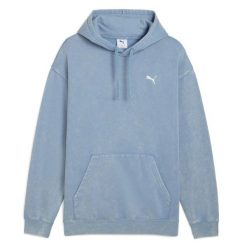 Bluza męska Puma ESS Elevated Relaxed Wash Hoodie. Niebieskie bluzy męskie Puma, m, bez wzorów, z bawełny, z kapturem, do biegania. Za 191.13 zł.