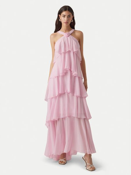 Vero Moda Sukienka wieczorowa Felicia 10295237 Różowy Tight Fit. Czerwone sukienki damskie Vero Moda, l, bez wzorów, z syntetyku, wizytowe, bez kołnierzyka, bez ramiączek. Za 289.99 zł.