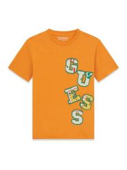 Guess T-Shirt L6GI02 K8HM4 Pomarańczowy Relaxed Fit. Brązowe t-shirty dla chłopców Guess, z aplikacjami, z bawełny, bez ramiączek. Za 119.99 zł.