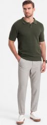 Ombre Spodnie męskie chino z gumką w pasie SLIM FIT - jasnoszare V1 OM-PACP-0157 XXL. Szare spodnie materiałowe męskie Ombre, m, bez wzorów. Za 219.99 zł.