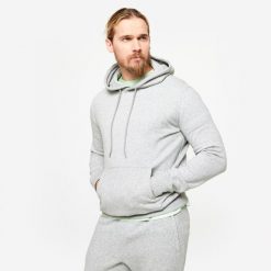 Bluza z kapturem męska Domyos Gym & Pilates. Czerwone bluzy męskie DOMYOS, l, bez wzorów, z bawełny, z kapturem, na fitness i siłownię. Za 99.99 zł.