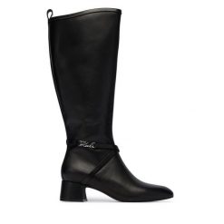 Kozaki KARL LAGERFELD. Czarne kozaki damskie KARL LAGERFELD, bez obcasa, na słupku. Za 1,309.00 zł.