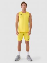 4F Legginsy krótkie treningowe męskie - żółte L. Żółte legginsy sportowe męskie 4f, l, bez wzorów, z dzianiny, krótkie, do biegania. Za 109.99 zł.