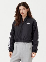 Adidas Kurtka bomber Essentials 3-Stripes JD1296 Czarny Loose Fit. Czarne kurtki damskie Adidas, l, bez wzorów, z syntetyku, bez kaptura. Za 249.99 zł.