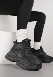Czarne Sneakersy Vices w Stylu Traperków Chunky na Grubej Podeszwie Leandre. Czarne obuwie sportowe damskie Born2be, bez wzorów, z jeansu. Za 109.99 zł.