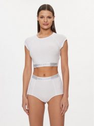 Patrizia Pepe Bluzka 8I0153/J167-W146 Biały Slim Fit. Białe bluzki damskie Patrizia Pepe, bez wzorów, z bawełny, bez kołnierzyka, bez ramiączek. Za 1,069.00 zł.