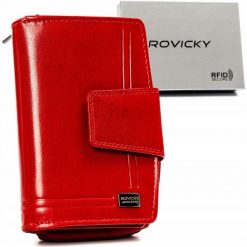 Portfel damski Rovicky CPR-122-BAR czerwony. Czerwone portfele damskie ROVICKY, bez wzorów, ze skóry. Za 90.00 zł.