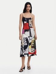 Desigual Sukienka codzienna Newspaper Coll 25SWVK40 Kolorowy Regular Fit. Sukienki damskie Desigual, na co dzień, m, bez wzorów, z syntetyku, bez kołnierzyka, bez ramiączek, proste. Za 319.99 zł.