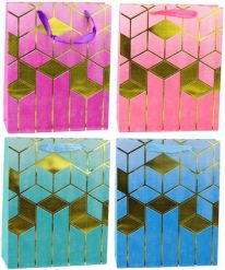 Torba Prezentowa Papierowa Wzory Geometryczne Złote 32 x 26 x 12 cm. Żółte torby i plecaki dziecięce LEAN. Za 9.82 zł.