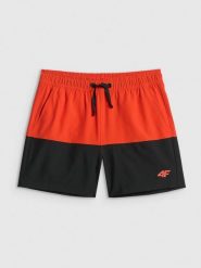4F Spodenki plażowe boardshorty chłopięce - czerwone 122/128 (6-8 lat). Czerwone kąpielówki dla chłopców 4f, bez wzorów. Za 79.99 zł.