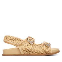 Sandały Patrizia Pepe. Brązowe sandały damskie Patrizia Pepe, bez wzorów, bez obcasa, na płaskiej podeszwie, bez zapięcia. Za 579.99 zł.