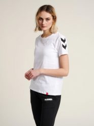 Koszulka damska Hummel hmlLEGACY. Białe t-shirty damskie Hummel, s, bez wzorów, z bawełny, bez kołnierzyka. Za 101.50 zł.