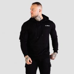 Bluza męska fitness z kapturem czarna TRN. Czarne bluzy sportowe męskie GYMBEAM, l, bez wzorów, z bawełny, z kapturem, na fitness i siłownię. Za 115.90 zł.