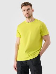 4F T-shirt regular z nadrukiem męski - zielony S. Zielone koszulki sportowe męskie 4f, m, bez wzorów, z bawełny, klasyczne, bez kołnierzyka. W wyprzedaży za 29.99 zł.