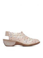 Rieker Sandały CEO-47156-43 Beżowy. Brązowe półbuty damskie Rieker, bez wzorów, ze skóry, bez obcasa, na koturnie, bez zapięcia. Za 349.99 zł.