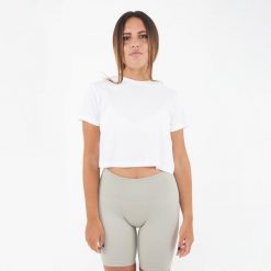 Krótkie damskie T-shirt CROPPED TEE białe. Białe obuwie sportowe damskie Legea, bez wzorów, na fitness i siłownię. Za 52.00 zł.