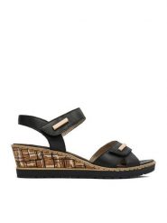 Remonte Sandały CEO-R6266-00 Czarny. Czarne sandały damskie Remonte, bez wzorów, ze skóry, bez obcasa, na koturnie, bez zapięcia. Za 359.99 zł.