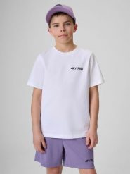4F T-shirt regular z nadrukiem dziecięcy 4F JUNIOR x Robert Lewandowski - biały 146 (10-11 lat). Białe t-shirty i topy dla dziewczynek 4f, bez wzorów, z bawełny, bez ramiączek. Za 59.99 zł.