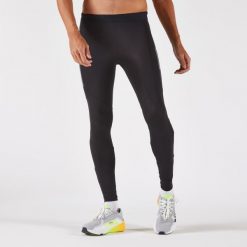 Legginsy do biegania męskie Kiprun Run 500 Warm ocieplane. Czarne legginsy sportowe męskie KIPRUN, m, bez wzorów, z elastanu, do biegania. Za 139.99 zł.