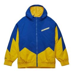 Kurtka wodoodporna Golden State Warriors Retro. Niebieskie kurtki męskie Mitchell & Ness, m, bez wzorów, retro, bez kaptura. Za 796.00 zł.