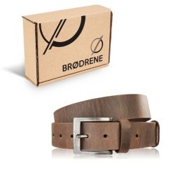 Pasek do Spodni Męski Szeroki OPM-13 Brødrene Brązowy 130 cm. Brązowe paski damskie bez wzorów, z jeansu, eleganckie. Za 62.99 zł.