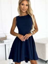 Sukienka Model 397-2 Navy - Numoco. Niebieskie sukienki damskie NUMOCO, na wesele, l, bez wzorów, z elastanu, eleganckie, bez kołnierzyka, plus size, bez ramiączek. Za 336.51 zł.