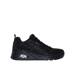 Buty za kostkę sportowe damskie Skechers Uno-World Of Gems. Czarne obuwie sportowe damskie Skechers, bez wzorów, ze skóry. Za 259.00 zł.