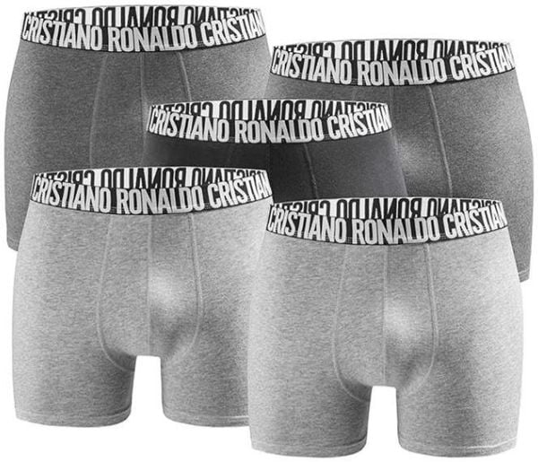 CR7 Bokserki męskie 5-pack, antracyt, rozmiar M. Szare bokserki męskie CR7 Cristiano Ronaldo, m, bez wzorów, z bawełny. Za 237.99 zł.