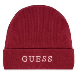 Czapka Guess. Czerwone czapki i kapelusze damskie Guess, na zimę, z aplikacjami. Za 119.99 zł.