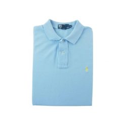 Second life - Koszulka polo męska vintage Polo Ralph Lauren - Stan dobry. Niebieskie koszulki polo męskie Ralph Lauren, l, bez wzorów, z materiału, bez kołnierzyka, bez ramiączek, na golfa. Za 129.36 zł.