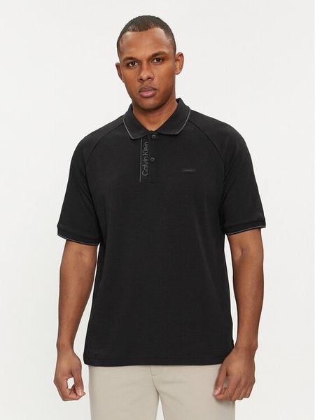 Calvin Klein Polo Logo Tape K10K112463 Czarny Regular Fit. Czarne koszulki polo męskie Calvin Klein, m, bez wzorów, z bawełny, bez ramiączek. Za 219.99 zł.