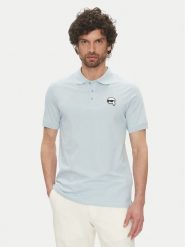 KARL LAGERFELD Polo 745710 552224 Błękitny Regular Fit. Niebieskie koszulki polo męskie KARL LAGERFELD, m, bez wzorów, z bawełny, bez ramiączek. Za 269.99 zł.