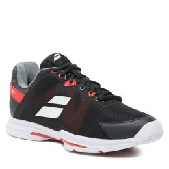 Buty do tenisa Babolat. Czarne buty sportowe męskie BABOLAT, bez zapięcia, tenisowe. Za 329.99 zł.