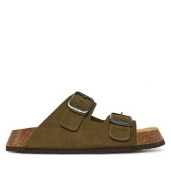 Klapki Scholl. Zielone klapki damskie Scholl, bez wzorów, bez obcasa. Za 249.99 zł.