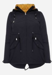 Granatowo-Żółta Przejściowa Kurtka Dwustronna o Kroju Parki z Pikowaniem Wewnątrz Zidelle. Niebieskie kurtki damskie Born2be, l, bez wzorów, z jeansu, z kapturem. Za 109.99 zł.