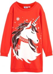 Sukienka dresowa z czystej bawełny. Niebieskie sukienki dla dziewczynek bonprix, bez wzorów, z bawełny, bez ramiączek. Za 74.99 zł.