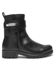 ECCO Botki Modtray W 49019301001 Czarny. Czarne botki damskie ecco, ze skóry, bez obcasa, na płaskiej podeszwie, bez zapięcia. Za 699.99 zł.
