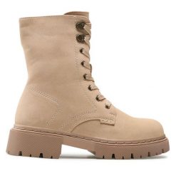 Trzewiki Jenny Fairy. Brązowe botki damskie Jenny Fairy, bez obcasa, na płaskiej podeszwie, bez zapięcia. Za 199.99 zł.