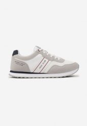 Biało-Szare Płaskie Sznurowane Buty Sportowe Sneakersy Vico z Napisami i Paskami Tinattria. Białe buty sportowe męskie Born2be, z jeansu, bez zapięcia. Za 129.99 zł.
