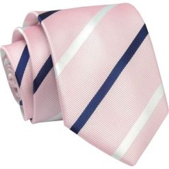Krawat Jasny Różowy w Granatowo-Białe Paski 7 cm, Elegancki, Klasyczny, Męski -ALTIES. Czerwone krawaty i muchy Alties, bez wzorów, z tkaniny, eleganckie. Za 49.00 zł.
