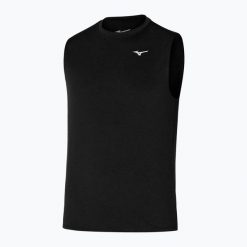 Koszulka do biegania męska Mizuno Impulse Core Sleeveless. Czarne koszulki sportowe męskie Mizuno, m, bez wzorów, z materiału, bez kołnierzyka, bez ramiączek, do biegania. Za 69.99 zł.