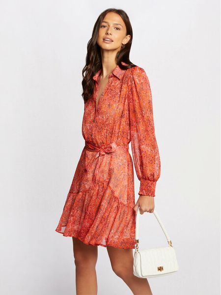 Morgan Sukienka letnia 241-ROLIX.F Pomarańczowy Regular Fit. Brązowe sukienki damskie Morgan, na lato, bez wzorów, z syntetyku, bez kołnierzyka, bez ramiączek. Za 449.99 zł.