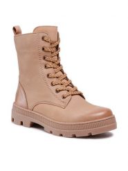 Lasocki Trzewiki WI23-PUSZAN-16 Beżowy. Brązowe botki damskie Lasocki, z nubiku, bez obcasa, na płaskiej podeszwie, bez zapięcia. Za 229.99 zł.