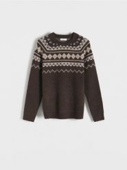 Wzorzysty sweter - wielobarwny. Swetry damskie Reserved, l, bez wzorów, z dzianiny, bez kołnierzyka, bez ramiączek, bez kaptura. W wyprzedaży za 89.99 zł.