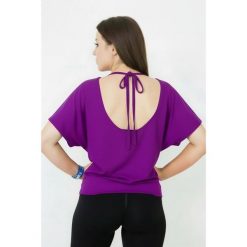 Bluzka damska do tańca i fitness z odkrytymi plecami Dancer violet. Fioletowe bluzki damskie 2SkIN, bez wzorów, bez kołnierzyka, bez ramiączek. Za 129.00 zł.