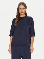 ViCOLO Bluzka TD0013 Granatowy Relaxed Fit. Niebieskie bluzki damskie ViCOLO, s, bez wzorów, z wiskozy, bez kołnierzyka, bez ramiączek. Za 129.99 zł.