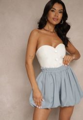 Niebieskie Szorty o Kroju Bombki Toselira. Niebieskie szorty damskie Renee, na wiosnę, bez wzorów, eleganckie. Za 49.99 zł.