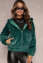 Ciemnozielona Kurtka Futerko Teddy Oversize Fofana. Zielone kurtki damskie Renee, l, bez wzorów, z futra. Za 129.99 zł.